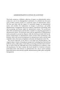 Administrative Justice in Context: Essays on a Theme