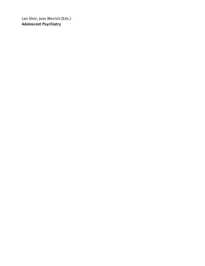 Adolescent Psychiatry: A Contemporary Perspective for Health Professionals