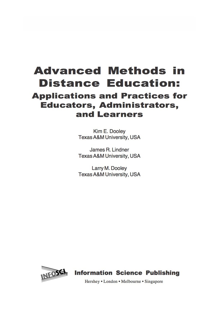 Advanced Methods in Distance Education