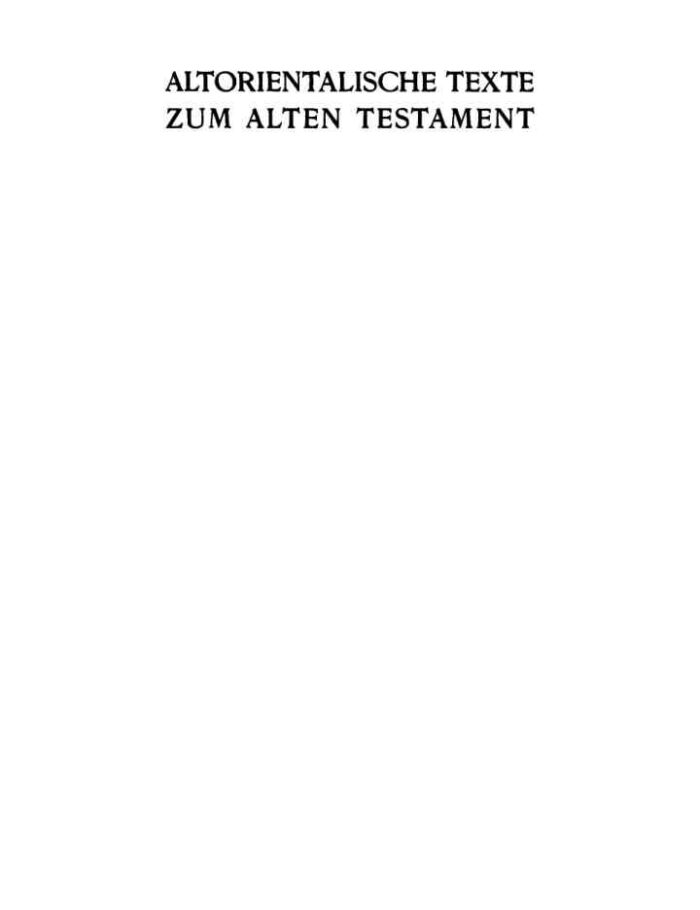 Altorientalische Texte zum Alten Testament, 1st Edition