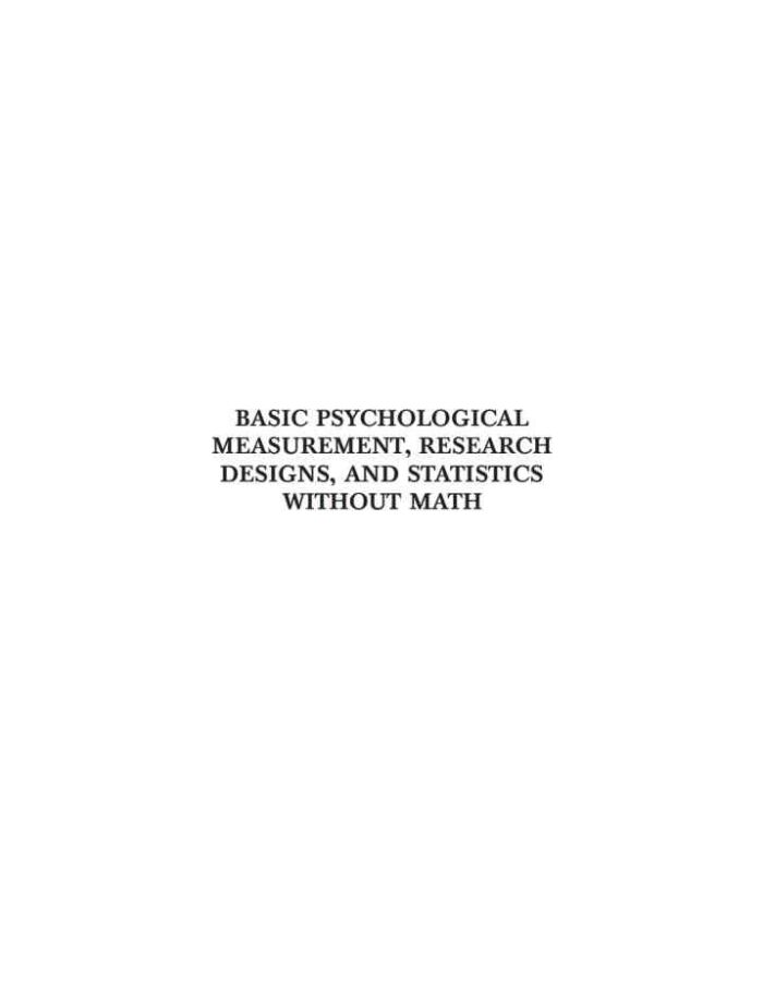 Basic Psychological Measurement, Research Designs, and Statistics Without Math