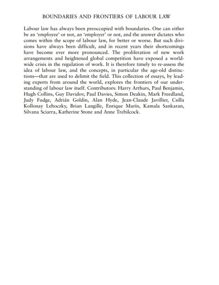 Boundaries and Frontiers of Labour Law: Goals and Means in the Regulation of Work