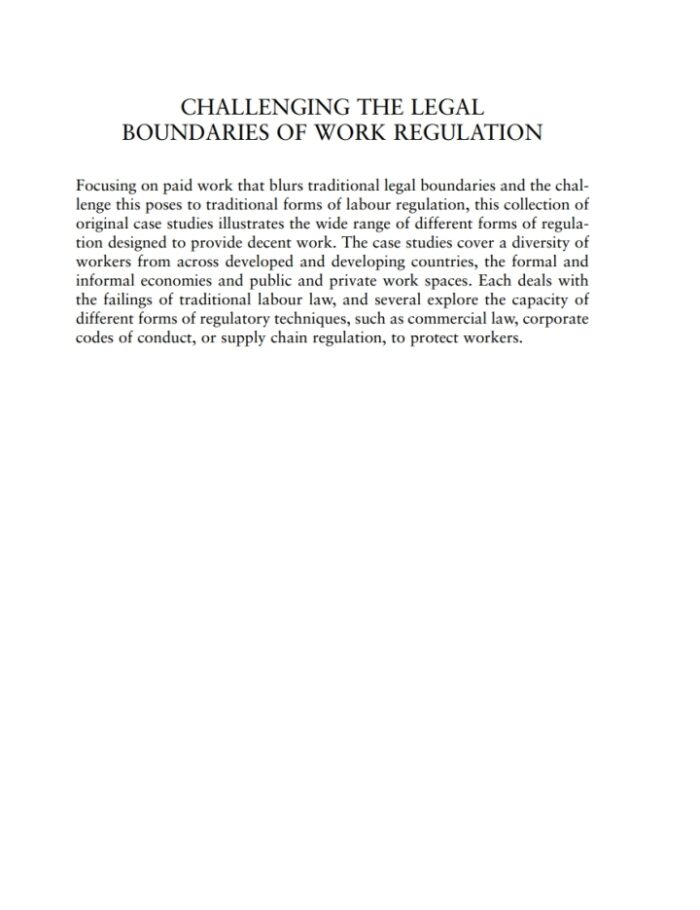 Challenging the Legal Boundaries of Work Regulation: Politics, Culture and Control