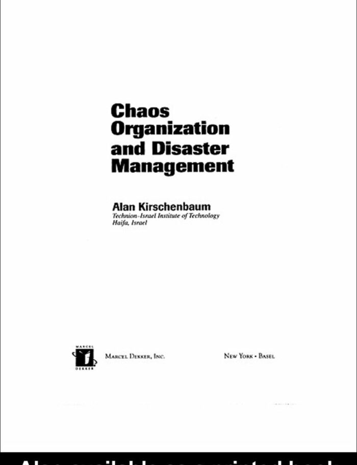 Chaos Organization and Disaster Management 1st edition
