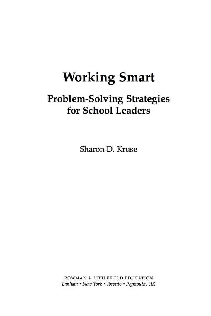 Working Smart: Problem-Solving Strategies for School Leaders
